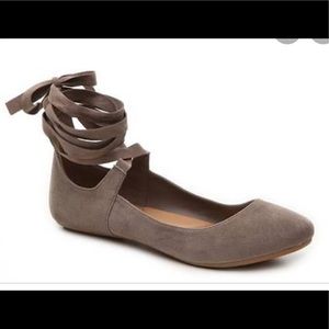 New Bamboo Gray Suade ballet lace up flats